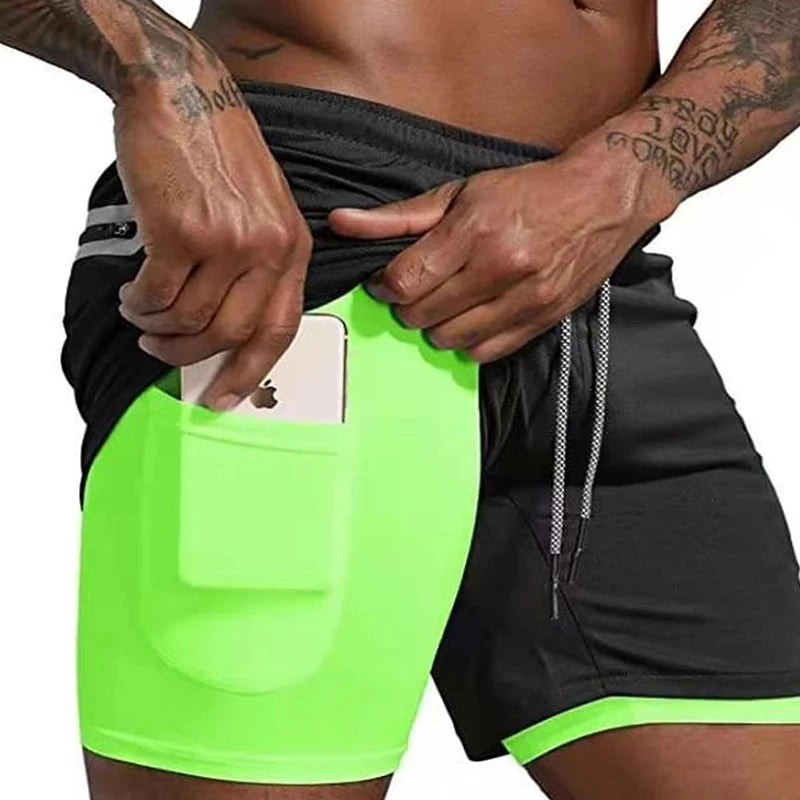 2022 Sport Shorts Men Sportswear Double-deck Running Shorts 2 In 1 Beach Bottoms Summer Gym Fitness Training Jogging Short Pants